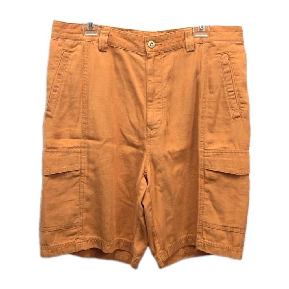 Tommy Bahama Relax Orange Cargo Shorts Tencel Cotton Island Casual sz 35 Coastal